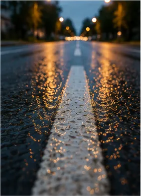 Illustration of wet roads look darker for the question "Why do wet roads look darker?"