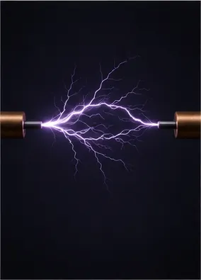 Illustration of a tiny spark jump through the air for the question "How can a tiny spark jump through the air?"