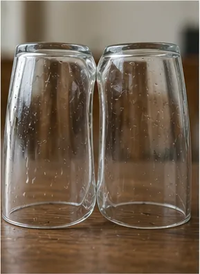 Illustration of two wet glasses sometimes stick together for the question "Why do two wet glasses sometimes stick together?"