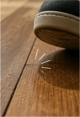 Illustration of some floors squeak for the question "Why do some floors squeak?"