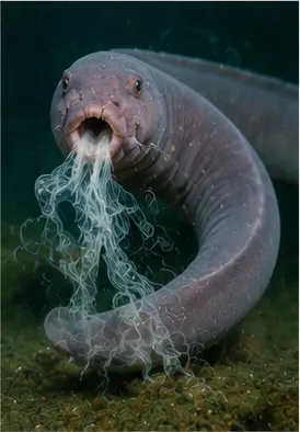 Illustration of hagfish make so much slime for the question "How can hagfish make so much slime?"