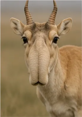 Illustration of saiga antelopes have such strange noses for the question "Why do saiga antelopes have such strange noses?"