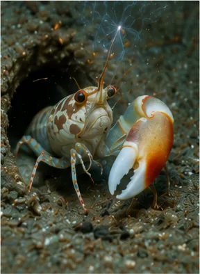 Illustration of pistol shrimp make such a loud snap for the question "How do pistol shrimp make such a loud snap?"