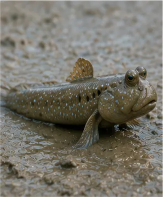 Illustration of mudskippers move around on land for the question "How do mudskippers move around on land?"