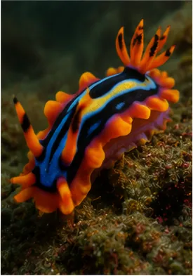Illustration of some sea slugs unbelievably colourful for the question "Why are some sea slugs unbelievably colourful?"