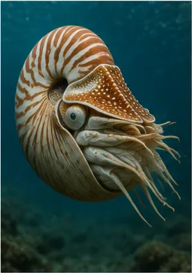 Illustration of a nautilus have chambers inside its shell for the question "Why does a nautilus have chambers inside its shell?"