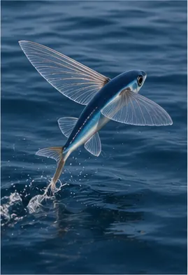 Illustration of flying fish stay above the water for so long for the question "How do flying fish stay above the water for so long?"