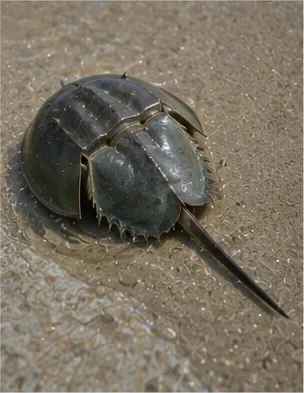 Illustration of horseshoe crab blood blue for the question "Why is horseshoe crab blood blue?"
