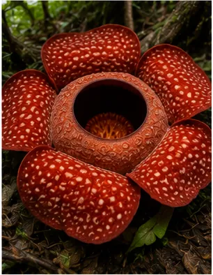 Illustration of the rafflesia flower smell like rotten meat for the question "Why does the rafflesia flower smell like rotten meat?"