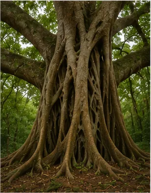 Illustration of strangler figs begin life high in other trees for the question "Why do strangler figs begin life high in other trees?"