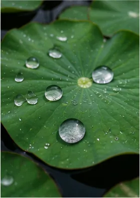 Illustration of water roll off lotus leaves in round beads for the question "Why does water roll off lotus leaves in round beads?"