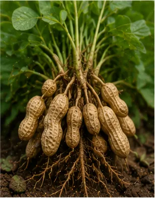 Illustration of peanuts grow underground after flowering above ground for the question "Why do peanuts grow underground after flowering above ground?"