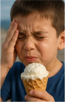 Illustration of ice cream make your forehead hurt for the question "Why can ice cream make your forehead hurt?"