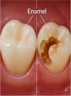 Illustration of can't tooth enamel heal itself like skin for the question "Why can't tooth enamel heal itself like skin?"