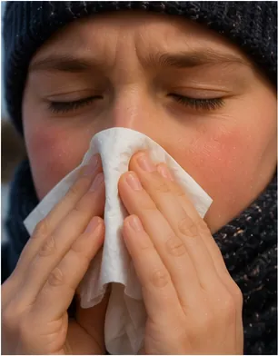 Illustration of your nose run in cold air for the question "Why does your nose run in cold air?"