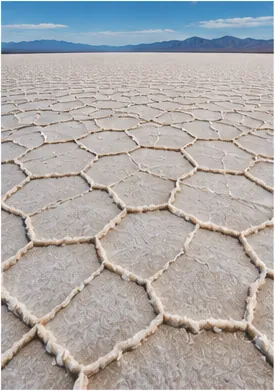 Illustration of salt flats crack into giant polygons for the question "Why do salt flats crack into giant polygons?"