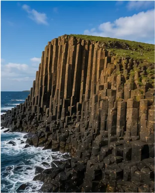 Illustration of some cliffs look like bundles of stone columns for the question "Why do some cliffs look like bundles of stone columns?"