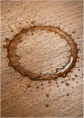 Illustration of dried drink drops leave dark rings at the edge for the question "Why do dried drink drops leave dark rings at the edge?"