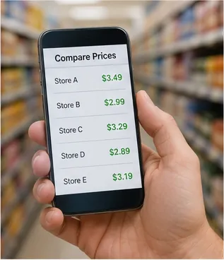 Illustration of people compare prices before choosing for the question "Why do people compare prices before choosing?"