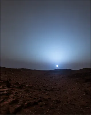 Illustration of sunsets on mars look blue for the question "Why can sunsets on Mars look blue?"
