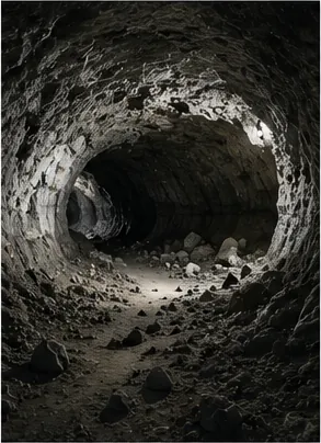 Illustration of hollow lava tunnels form on the moon for the question "How do hollow lava tunnels form on the Moon?"
