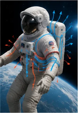 Illustration of spacesuits stop astronauts from overheating for the question "How do spacesuits stop astronauts from overheating?"