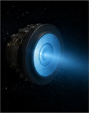 Illustration of ion engines push so gently for so long for the question "Why do ion engines push so gently for so long?"