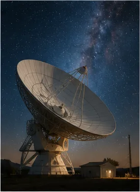 Illustration of some radio telescopes shaped like enormous bowls for the question "Why are some radio telescopes shaped like enormous bowls?"