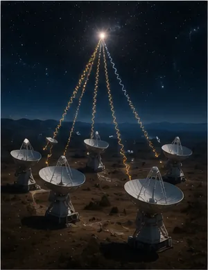 Illustration of several telescopes act like one giant telescope for the question "How can several telescopes act like one giant telescope?"