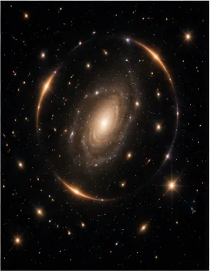 Illustration of a galaxy bend the light from another galaxy for the question "How can a galaxy bend the light from another galaxy?"