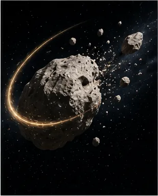 Illustration of spinning too fast pull a small asteroid apart for the question "How can spinning too fast pull a small asteroid apart?"