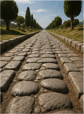 Illustration of many roman roads slightly higher in the middle for the question "Why were many Roman roads slightly higher in the middle?"