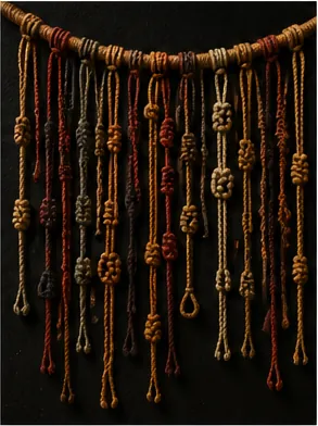 Illustration of the inca record information with knots for the question "How did the Inca record information with knots?"
