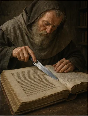 Illustration of medieval scribes sometimes erase entire books for the question "Why did medieval scribes sometimes erase entire books?"
