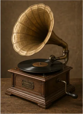 Illustration of gramophones make music louder without electricity for the question "How did gramophones make music louder without electricity?"