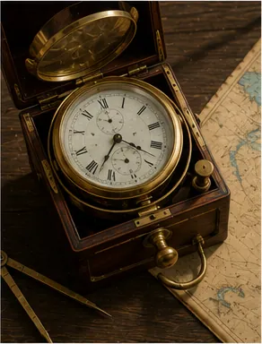Illustration of sailors need extremely accurate clocks to find longitude for the question "Why did sailors need extremely accurate clocks to find longitude?"