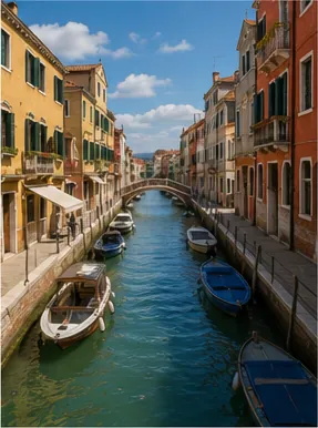 Illustration of some towns use canals like streets for the question "Why do some towns use canals like streets?"