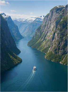 Illustration of fjords have such steep walls for the question "Why do fjords have such steep walls?"