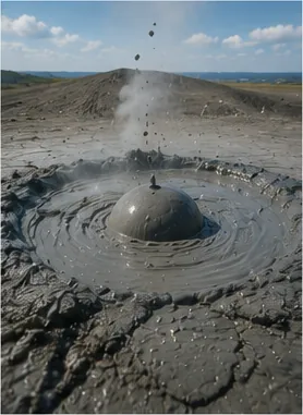 Illustration of a volcano erupt cold mud instead of lava for the question "How can a volcano erupt cold mud instead of lava?"