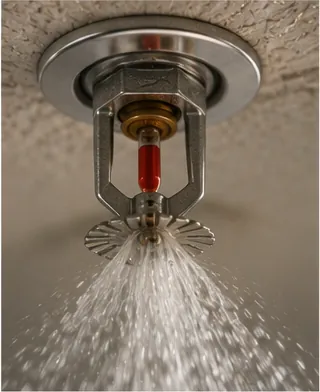 Illustration of doesn't every fire sprinkler go off when one detects heat for the question "Why doesn't every fire sprinkler go off when one detects heat?"