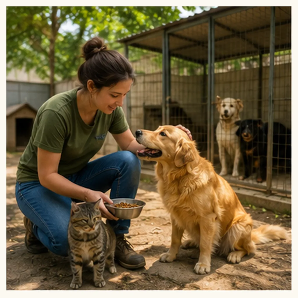 Illustration of an animal shelter for the question "What is an animal shelter?"
