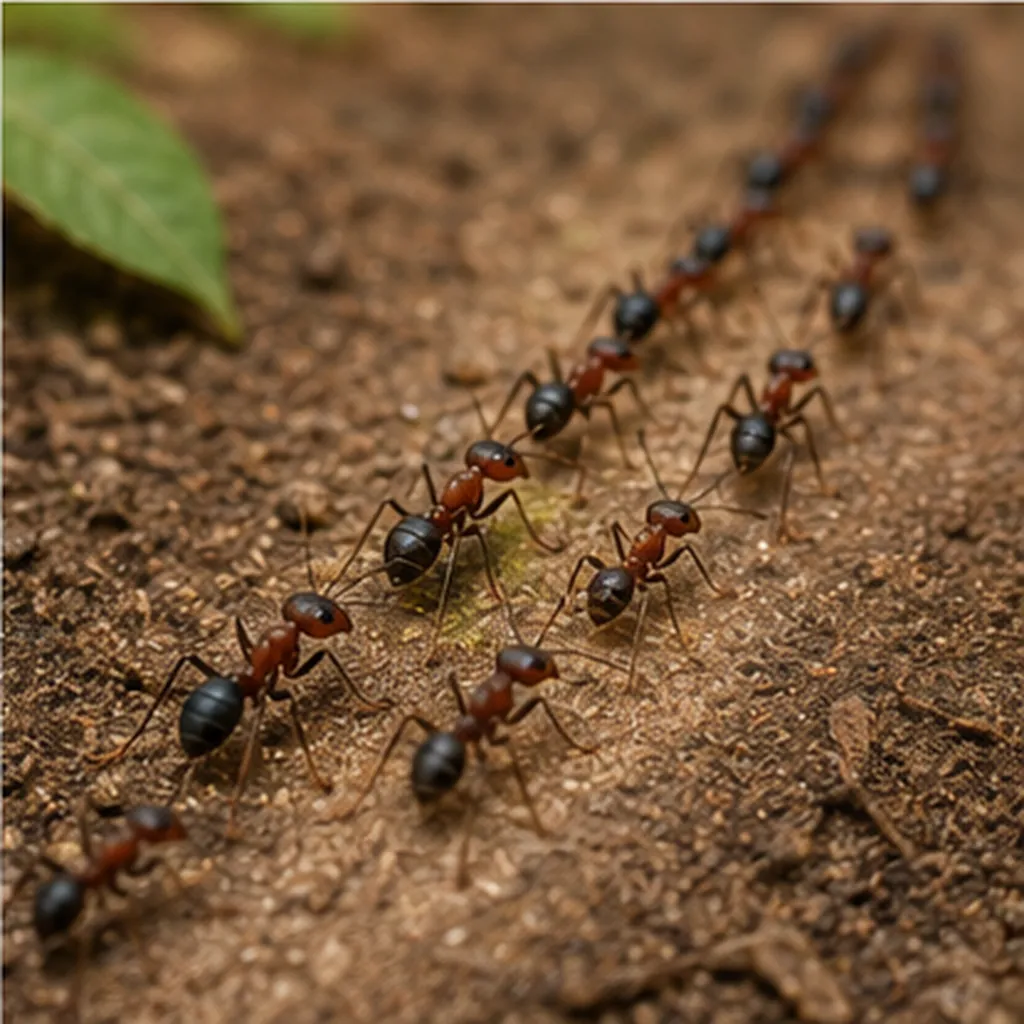 Illustration of ants walk in lines for the question "Why do ants walk in lines?"