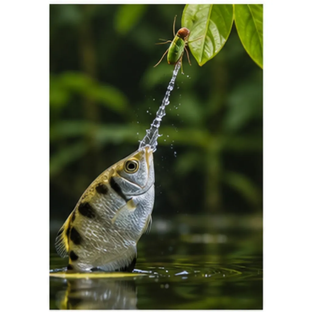 Illustration of archerfish shoot water so accurately for the question "How do archerfish shoot water so accurately?"
