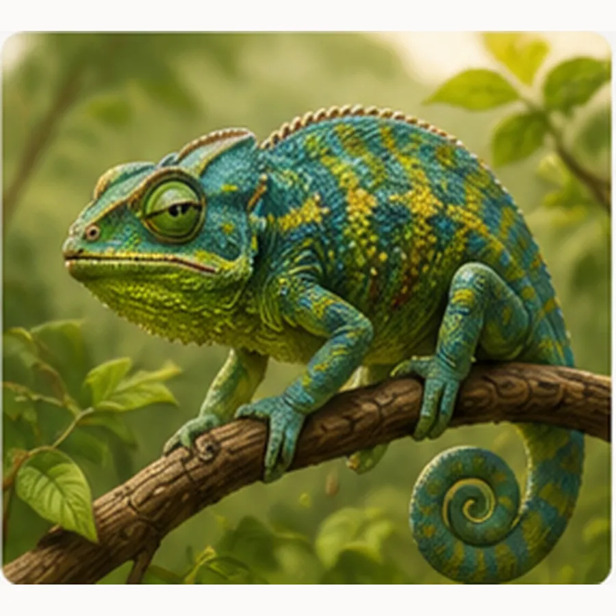Illustration of chameleons change colour for the question "Why do chameleons change colour?"
