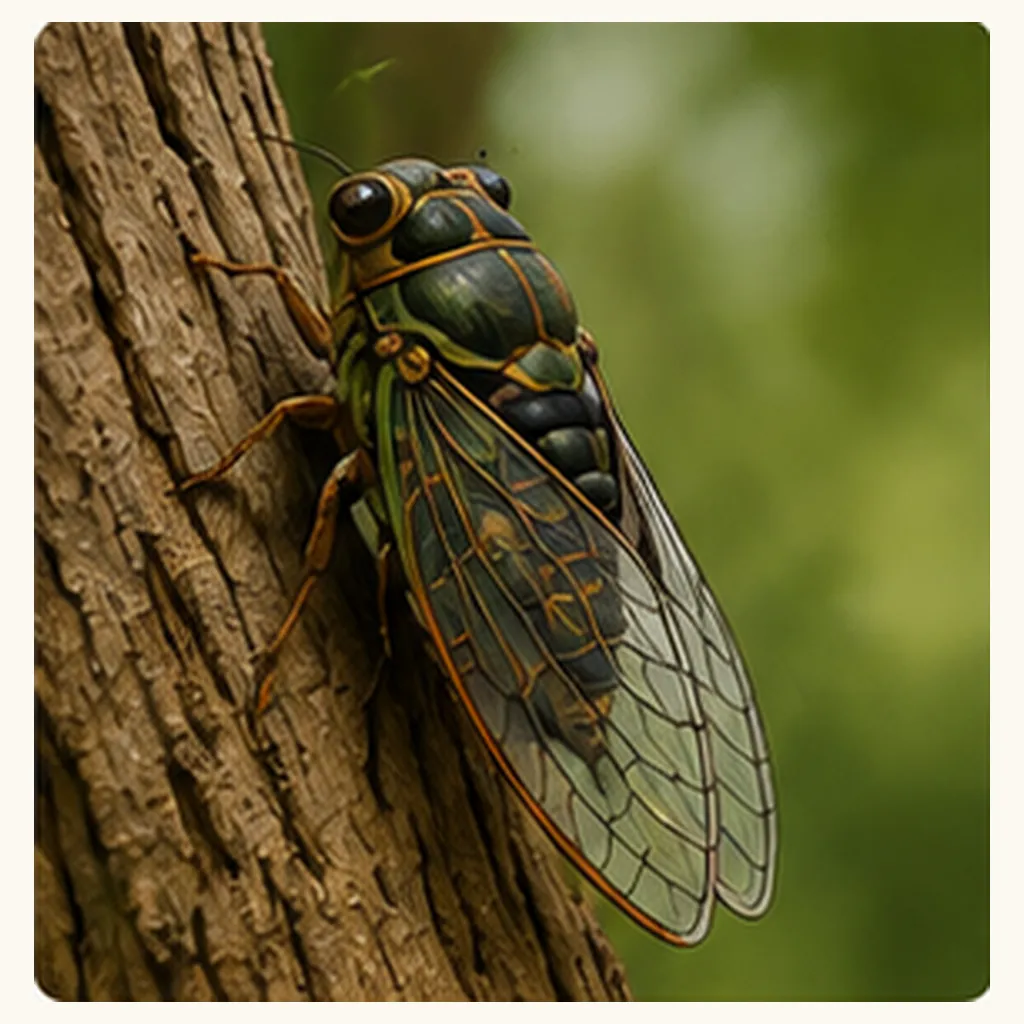 Illustration of cicadas make such loud buzzing sounds for the question "Why do cicadas make such loud buzzing sounds?"