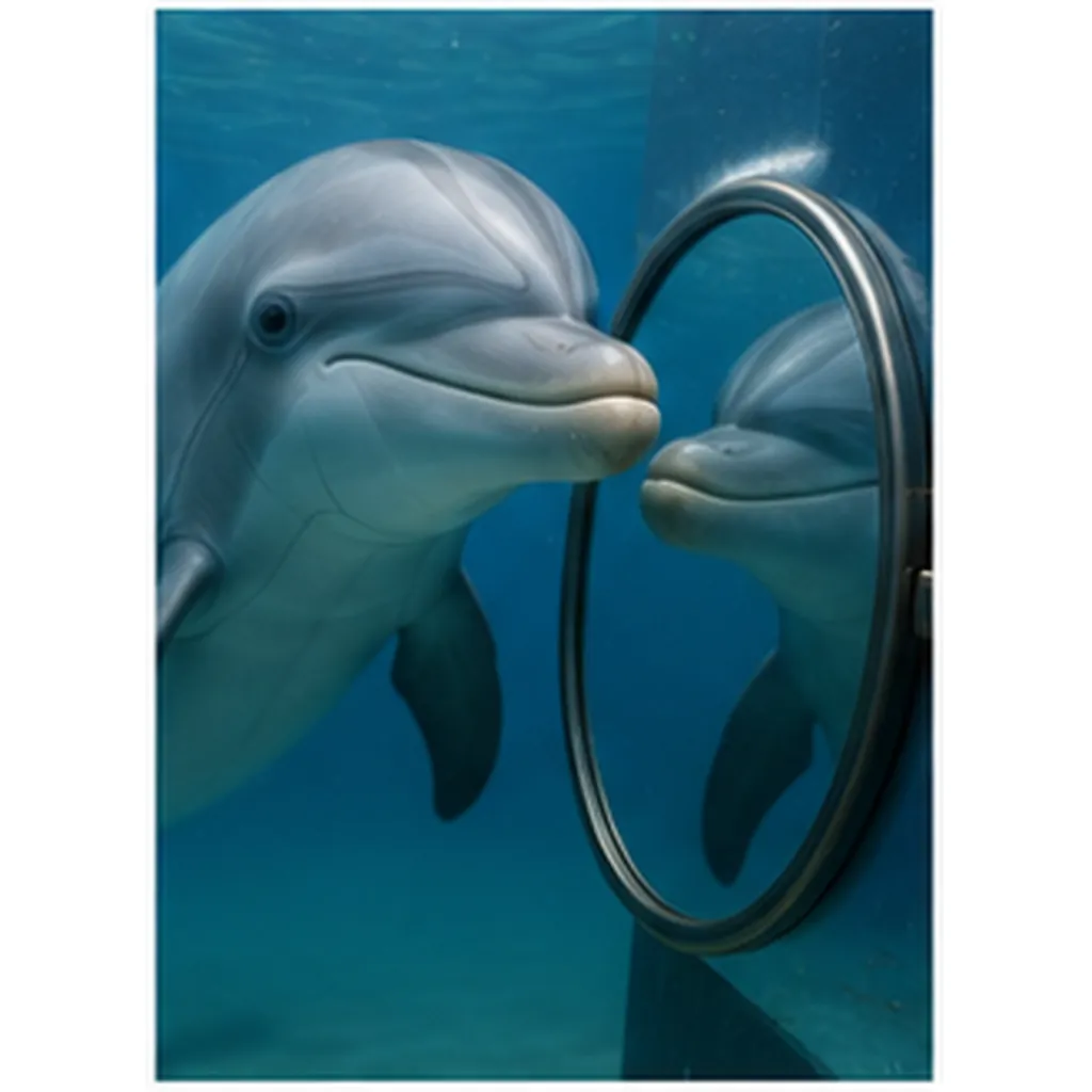 Illustration of dolphins recognise themselves for the question "How do dolphins recognise themselves?"