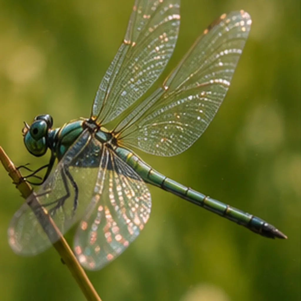 Illustration of dragonflies shimmer in sunlight for the question "Why do dragonflies shimmer in sunlight?"