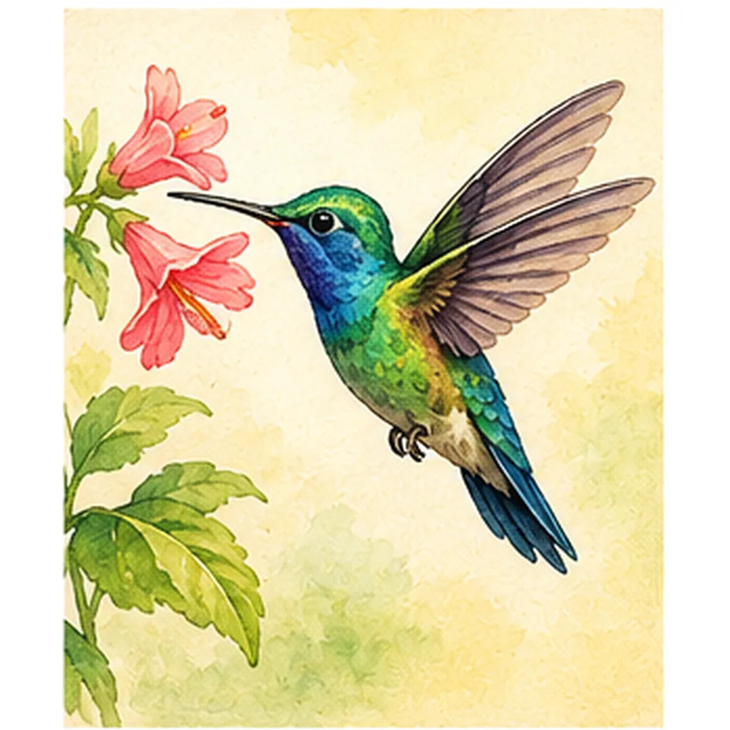 Illustration of hummingbirds hover in one spot for the question "How can hummingbirds hover in one spot?"