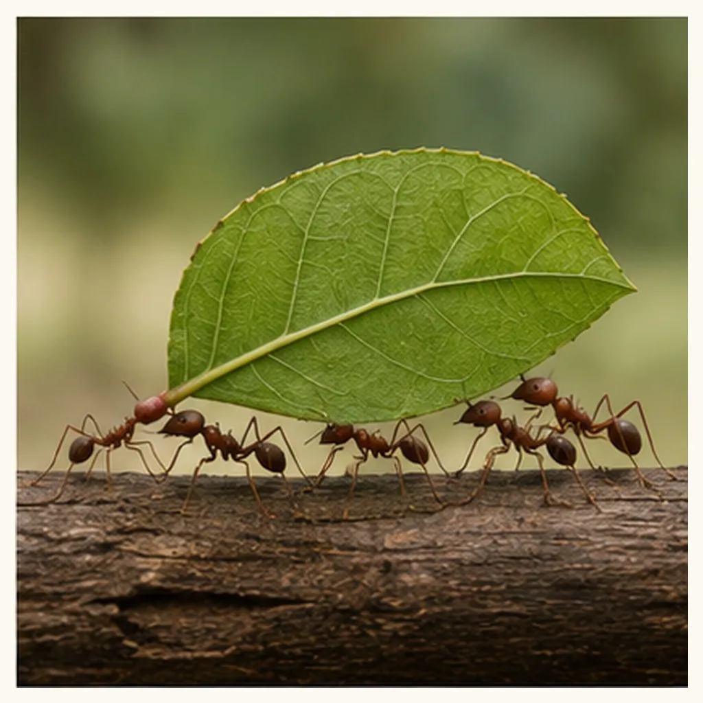 Illustration of ants carry heavy things for the question "How do ants carry heavy things?"