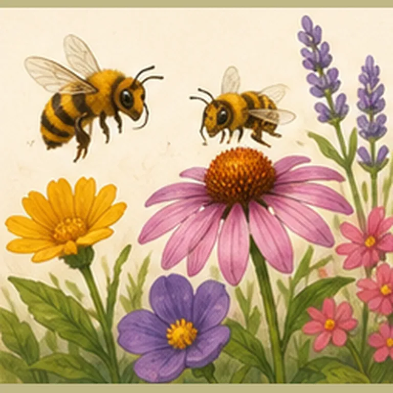 Illustration of bees find flowers for the question "How do bees find flowers?"